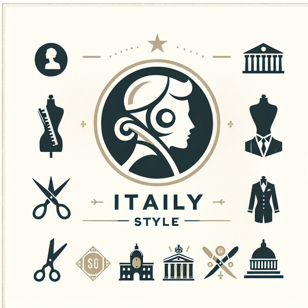 Crea un logo elegante e sofisticato per “Style Italy”. Utilizza un font serif moderno e icone minimaliste che richiamano la moda italiana, come una silhouette stilizzata, una forbice sartoriale o un dettaglio architettonico classico. Colori suggeriti: bianco, nero, oro chiaro.
